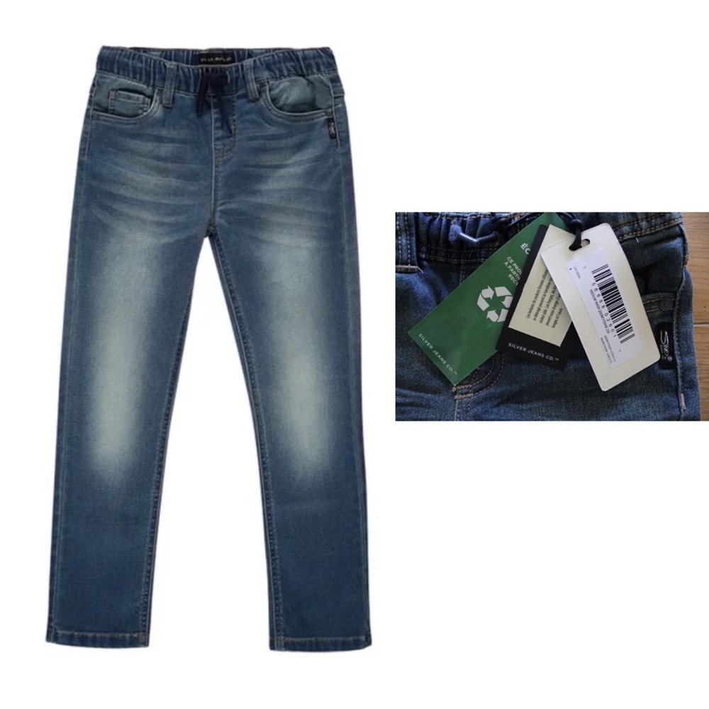 Silver Jeans Co. Boys Cairo Skinny Fit Pull On Knit Denim Jeans New Size 4